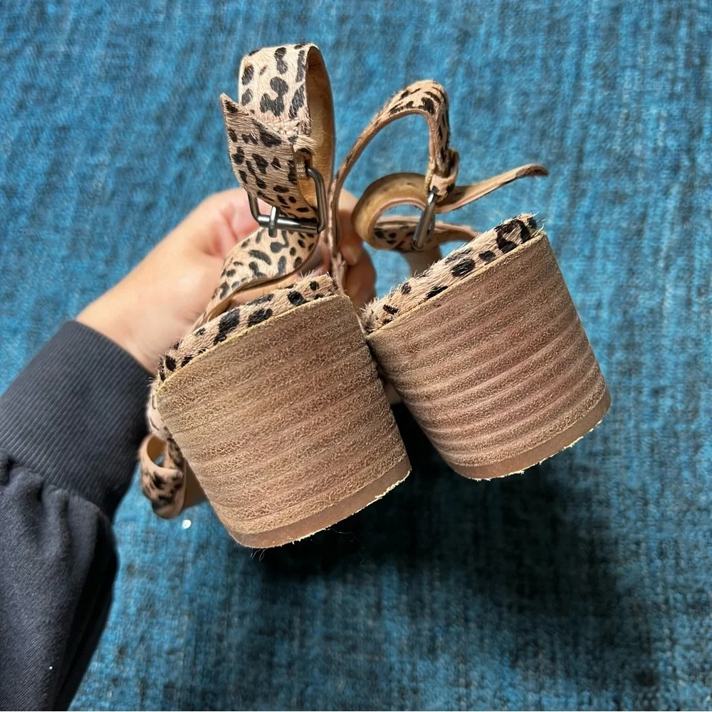 Madewell Alyssa Cheetah Print Calf Hair Sandals Tan and Black Women's Size 7.5